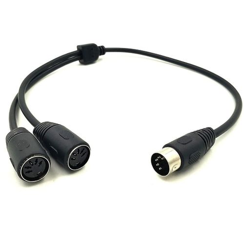 Câble adaptateur audio MIDI 5 broches mâle vers double femelle pour claviers MIDI guitare