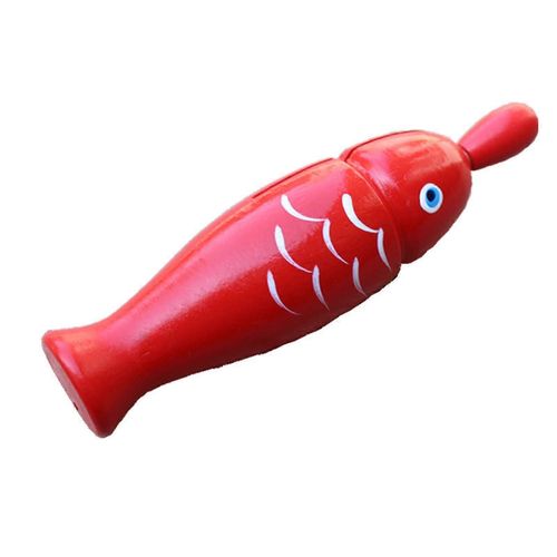 Poisson En Forme De Guiro Instrument En Bois Grenouille Râpe Jouet De Percussion Musicale Pour La Maison De Jardin D¿Enfants Rouge
