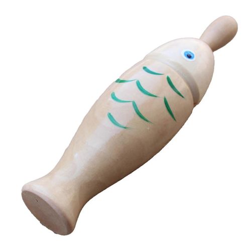 Poisson En Forme Guiro Instrument Grenouille En Bois Râpe Musical Percussion Jouet Pour Maternelle Maison Couleur Bois