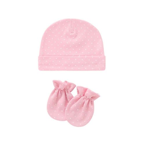 2 Pcs Cap Bonnet Coton Doux Tricoté Confortable Pas De Scratch Mittens Cute Turban Beanie