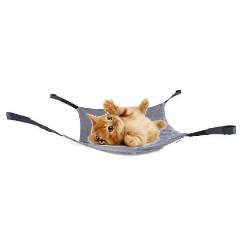 Pet Cat Hamac Lit Suspendu Garder Au Chaud Coussin De Nidification Avec Crochet Double Côté Et Boucle (Gris Beige S)