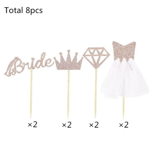 Bride to be Diamond Glitter fur s, Rose Gold, Chi Cake Toppers, Patients Shower, Wedding Bachelorette Party, DIY Decor, 8 PCs, 16PCs