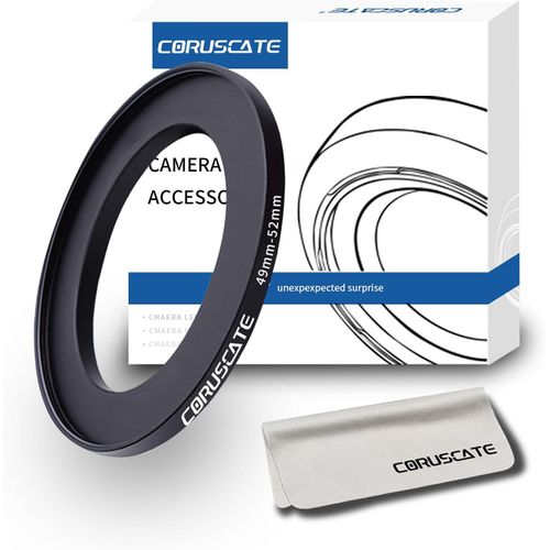 49Mm À 52Mm Bague D'Adaptation D'Objectif De,Compatible Tous Les Objectifs De 49Mm À Filtre Uv Nd Cpl De 52Mm Et Ø52Mm Accessoires Pour Caméras+1 Chiffon De Nettoyage Pour Objectif[Camera223]