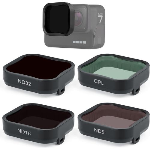 Lot De 4 Filtres Cpl Nd8 Nd16 Nd32 Pour Hero 5/6/7 Noir - Densité Neutre Et Polarisant - Accessoires Pour Gopro[Camera3263]