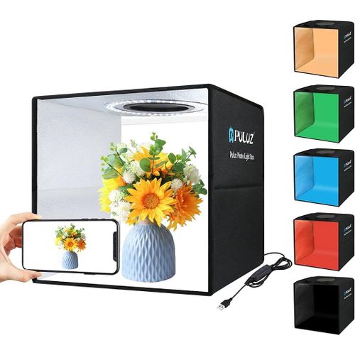 Mini Photo Studio Box 30Cm Boite A Lumiere Photo Box Portable Light Box Photographie Accessoire Avec 112 Perles Led Et 6 Couleurs Pvc Fonds De Photos[Camera2529]