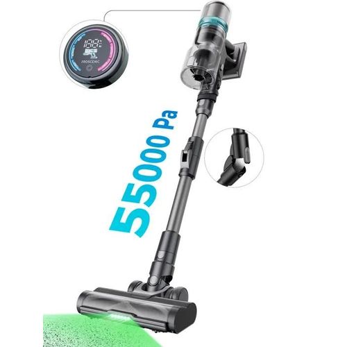 Proscenic P10 Pro, Aspirateur Balai Sans Fil, 25Kpa, 55 minutes d'autonomie Détection du tapis, Touche Tactile