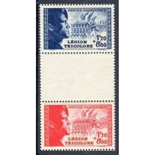 Pour La Légion Tricolore Paire Avec Intervalle Année 1942 N° 565 566a Yvert Et Tellier Luxe