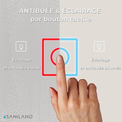 Miroir LED rond pour salle de bain de diamètre 80cm avec éclairage LED lumière froide SANILAND