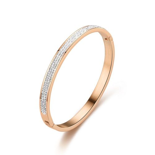 Bracelet Acier Inoxydable Zircon Or Rose