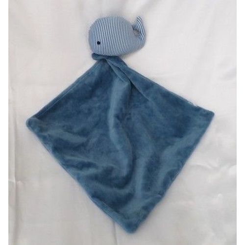 Doudou Peluche Baleine Rayures Bleu Et Blanc Mouchoir Grelot Zeeman