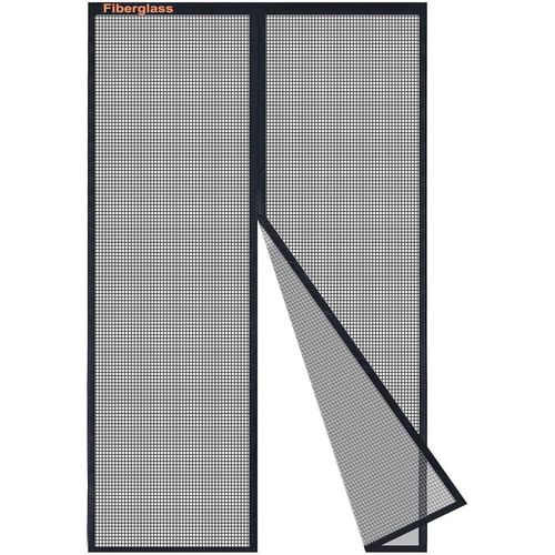 SHIBA-Moustiquaire Porte Fenetre 60x80cm, en Fibre de Verre Noir Rideau Moustiquaire Fenetre Aimantée Sans perçage Avec Bande Adhé[3