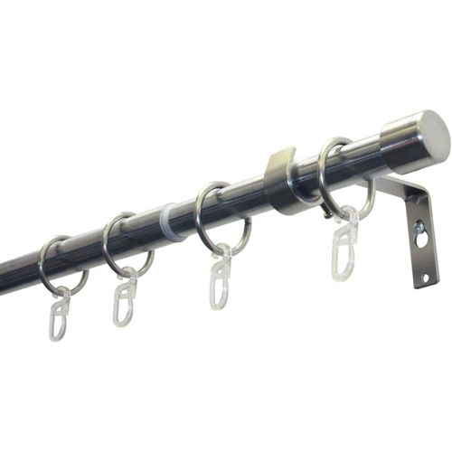 Shiba-Gardinia Jeu De Tringles À Rideaux Cap 1 Rail Ø 19/16 Cm 120-190 Cm, Aspect Acier Inoxydable, Extensible Des 2 Côtés[1069]