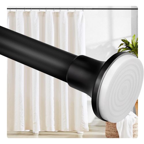 SHIBA-Tringle à rideau de douche en acier inoxydable 70-95 cm extensible noir La tringle télescopique peut être réglée en tournant[8