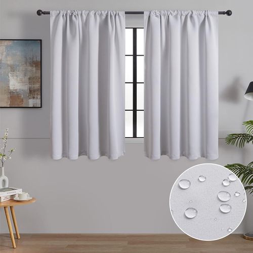 SHIBA-Petit Rideau Occultant Blanc de Cuisine 60x90 CM Tissu Impermeable Rideaux Courts Thermiques Isolant Anti Froid et Chaleur P[8