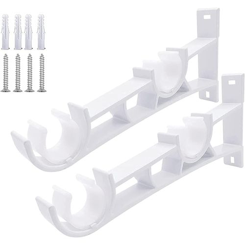 SHIBA-Support de Tringle à Rideau, Double Rail, fixé au Mur, Crochets de Tringle à Rideau, Alliage d'aluminium, 1 Paire pour Tring[9