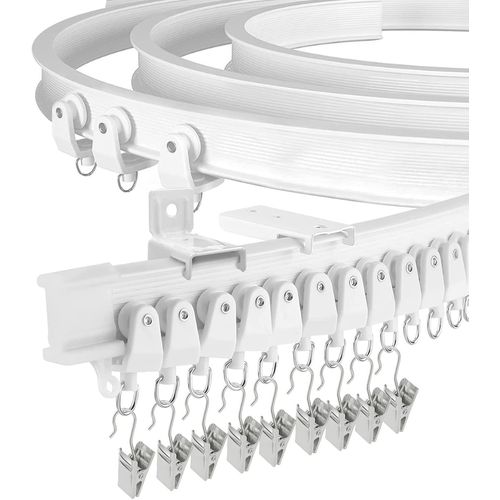 Shiba-Tringle À Rideaux, Rail De Rideau De Plafond Flexible Pour Baie Vitrée, Environ 5 M, Pliable Courbe Support Mural En Plastiq[1