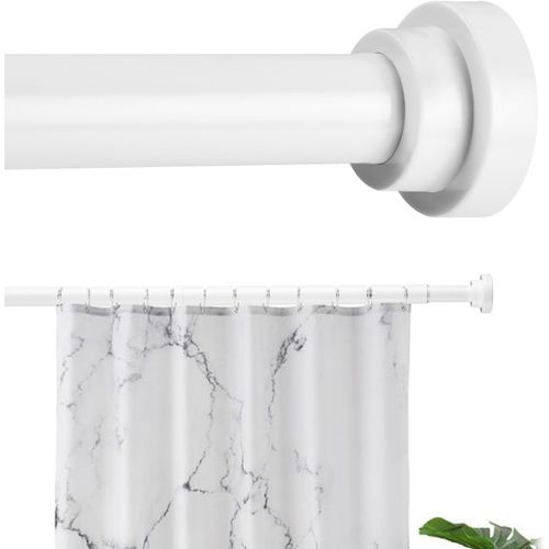 SHIBA-Tringle à rideau de douche, extensible, sans perçage, blanche, 76-226 cm, télescopique, antidérapante, pour salle de bain, d[2