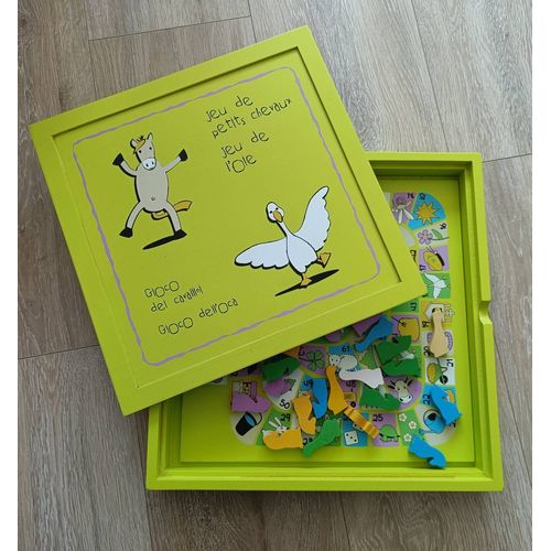 Coffret Jeu En Bois : Petits Chevaux Et Jeu De L'Oie