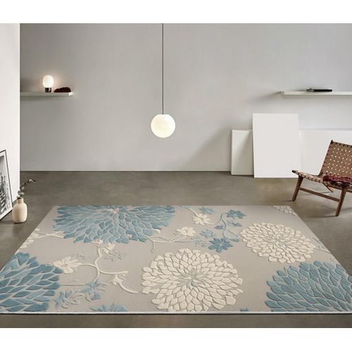 Shiba-Tapis Lavable Tapis In & Outdoor Balcon Terrasse Tapis De Cuisine, Tapis Moderne, Bleu 3d Grande Fleur Salon Chambre Tapis(B[8