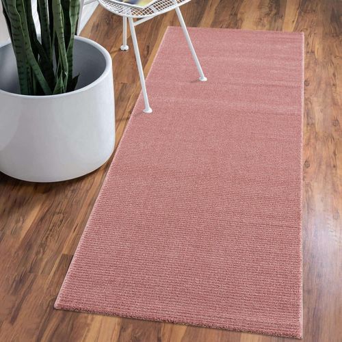 Shiba-Tapis De Couloir Uni Rose - Petit Tapis - 80 X 150 Cm - Motif À Rayures Profondes, Effet 3d - Tapis À Poils Courts Moderne -[1