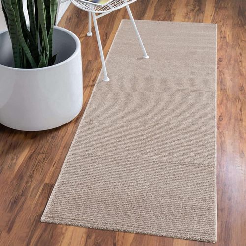 Shiba-Tapis De Couloir Uni Beige - Petit Tapis - 80 X 150 Cm - Motif À Rayures Profondes, Effet 3d - Tapis À Poils Courts Moderne [1
