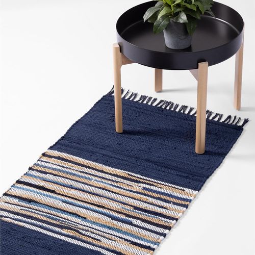 Shiba-Tapis Chambre 60x130 - Tapis De Cuisine Devant Evier Aussi Pour Couloir Salon Chambre - Tapis Bleu Et Blanc En Coton Long Po[1