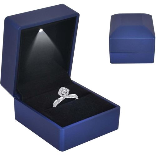 Shiba-Boîte De Bague Avec Lumière Led, Boîte À Bague En Velours, Boîte À Bijoux Pour Bague, Avec Éclairage Interne Led, Boîte À Bi[2