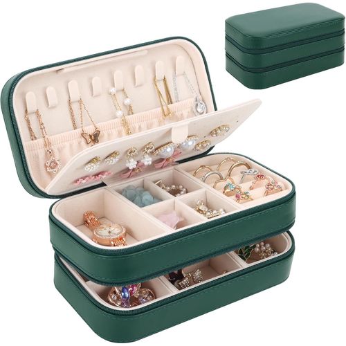 Shiba-Boîte À Bijoux De Voyage, Petit Coffret À Bijoux À 2 Niveaux Pour Filles Femmes, Rangement Bijoux Pour Colliers, Bagues, Bra[2