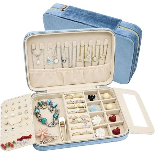 Shiba-Boîte À Bijoux De Voyage En Velours Grande Boîte À Bijoux Portable Petit Organiseur De Bijoux Pour Boucles D'oreilles Boîte [2