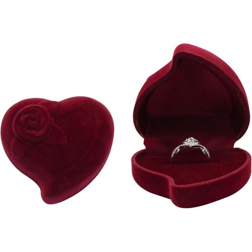 Shiba-Boîte À Bagues En Velours Cueillie En Forme De C?Ur - Petite Boîte De Rangement Pour Bague De Fiançailles - Pour Mariage, Fi[3