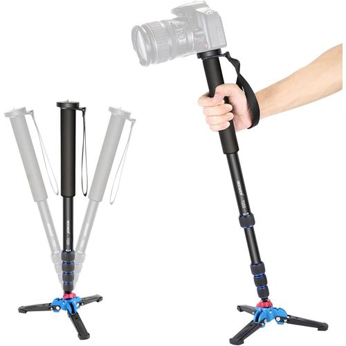 NEEWER Monopode Extensible de Caméra avec Base de Support Détachable et Pliable: en Alliage d'Aluminium, Hauteur de 52-168 centimètres pour DSLR Nikon Sony; Charge Admissible de 5 kilogrammes