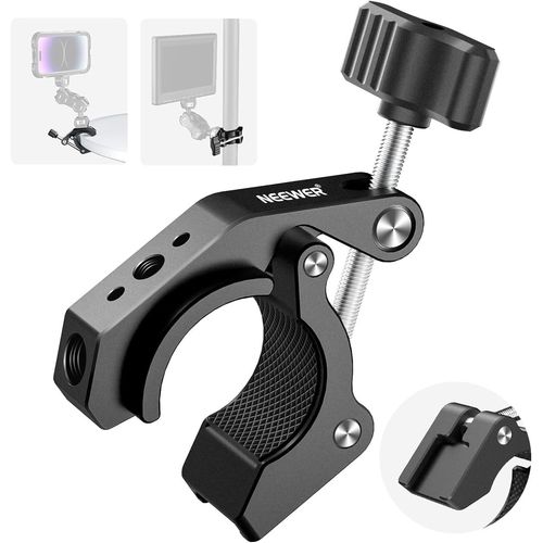 NEEWER Super Clamp avec Sabot Froid et Trous Filetés 1/4" 3/8", Charge Max 2kg, Support Pince en Forme de Crabe pour la Plupart des Accessoires de Photographie, Compatible avec SmallRig, Noir, ST84