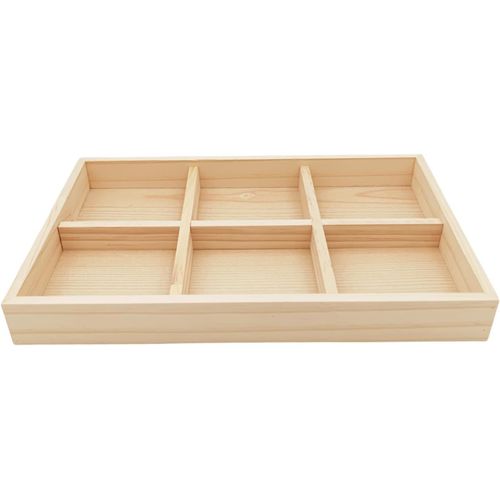 SHIBA-Boîte de rangement en bois à 6 compartiments, boîte de rangement pour articles divers, boîte de rangement pour chaussettes, [3