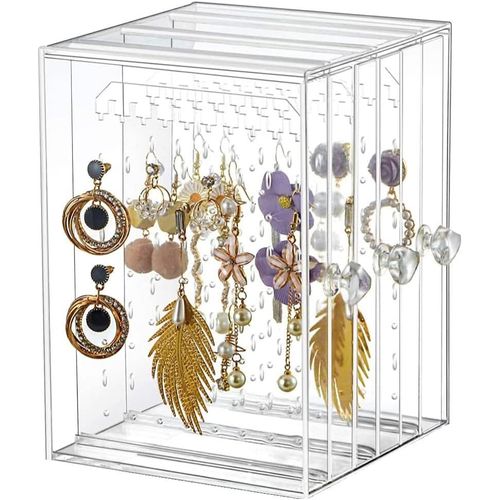 Shiba-Rangement Bijoux Transparent Porte Présentoir Bijoux Avec Tiroirs 192 Trous Porte Boucles D'oreilles Acrylique Plateaux Orga[3