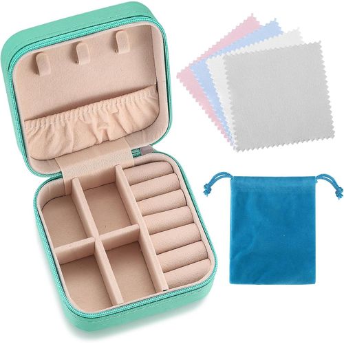 SHIBA-Petit Boite à Bijoux, Organisateur de Boîte à Bijoux de Voyage, Coffret Mallette à Bijoux en Cuir PU, Boîte de Voyage Portab[3