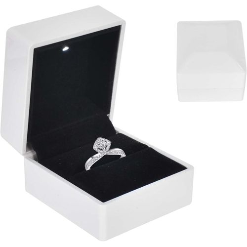 Shiba-Boîte De Bague Avec Lumière Led, Boîte À Bague En Velours, Boîte À Bijoux Pour Bague, Avec Éclairage Interne Led, Boîte À Bi[2