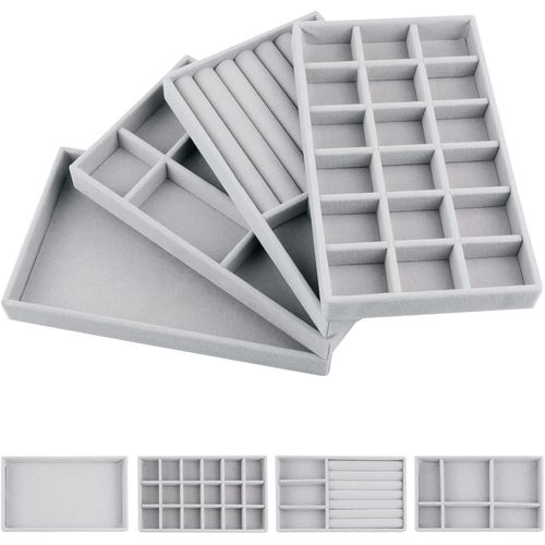 Shiba-4 X Plateau Bijoux En Velours Organisateur De Bijoux Tiroir Femme Rangement Bijoux Tiroir Organiseur, Rangement Collier Boît[2