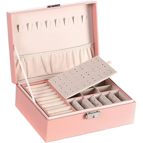 Shiba-Boîte À Bijoux, Boîte À Bijoux, Boîte À Bijoux, Étui De Rangement En Cuir Pu Double Couche Pour Femmes Filles, Pour Bagues, [3