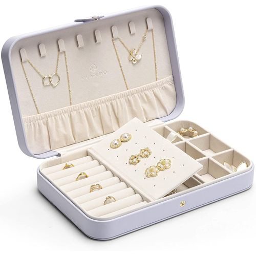 Shiba-Boîte À Bijoux Moderne Middle - Boîte À Bijoux En Cuir - Organisateur De Bijoux Pour Boucles D'oreilles, Bagues, Colliers, B[3