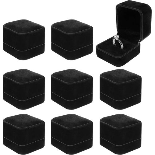 Shiba-8 Pcs Ecrin Bague, Boite Bague Fiancaille, Porte Alliance Mariage, Velours Boîte De Rangement Bijoux Pendentif Pour Mariage,[3