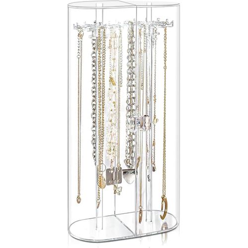 Shiba-Acrylique Rangement Collier, Porte Collier Presentoir, Rangement Presentoir Bijoux, Avec 24 Crochets, Convient Aux Colliers,[2