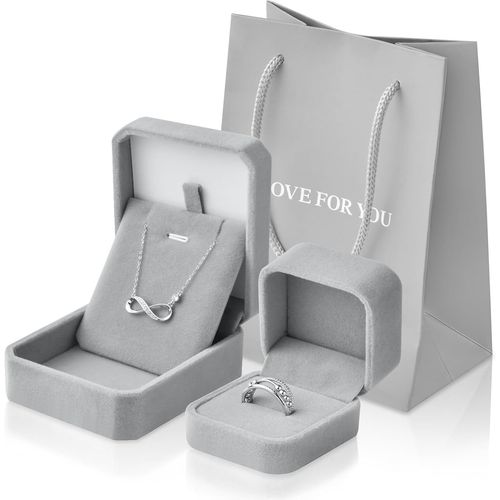 Shiba-Boîte À Bague En Velours, 2pcs Boîte À Bijoux Pour Bagues Et Colliers, Ecrin Bijoux Boite Cadeau, Boîte À Bijoux Rangement P[2