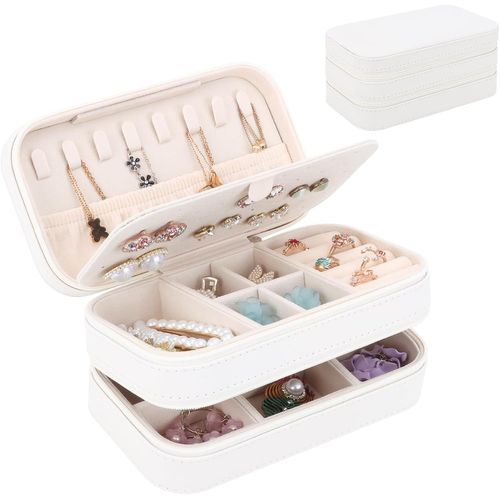 Shiba-Boîte À Bijoux De Voyage, Petit Coffret À Bijoux À 2 Niveaux Pour Filles Femmes, Rangement Bijoux Pour Colliers, Bagues, Bra[2