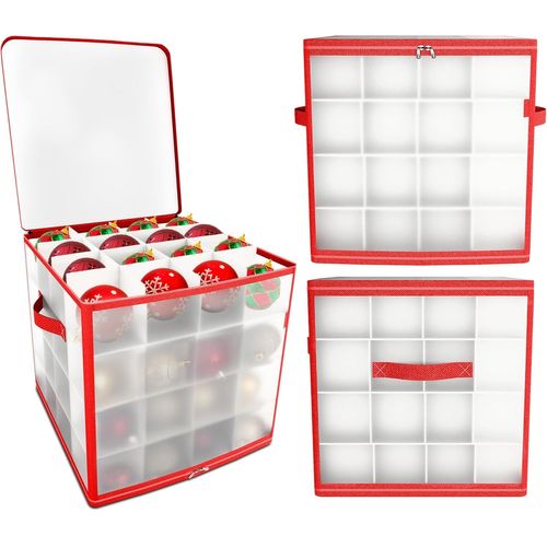 SHIBA-Boîte de Rangement pour 64 Boules de Noël Caisse de Rangement à 64 Compartiments pour Ranger et Proteger Toutes vos Décorati[3