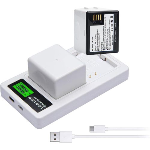 Batterie pour Caméra de Sécurité 2-Pack de Remplacement pour Arlo Pro/Pro2 VMA4400 A-1,Chargeur Adaptateur Double LCD pour Arlo Pro, Pro2 Sécurité Batterie Rechargeable [2440mAh]