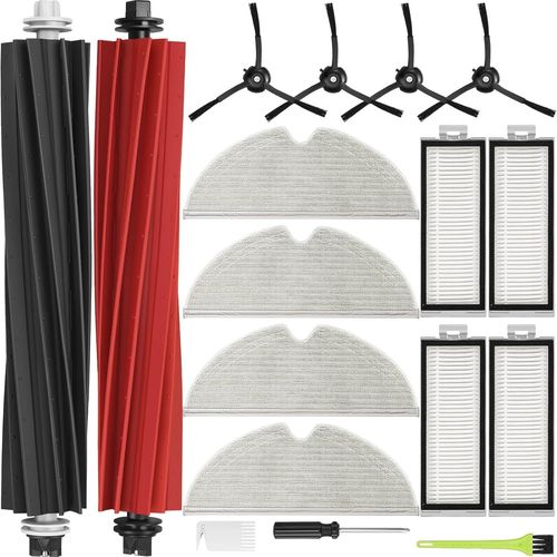 Kit d'accessoires pour Q5 Pro+/ Q8 Max+ /Q8 Max Plus Q5 Pro Pièces de Rechange pour Q5 DuoRoller+ / Q5 Max+, 2 Brosse Principale, 4 Serpillere, 4 Filtres, 4 Brosse Latérale
