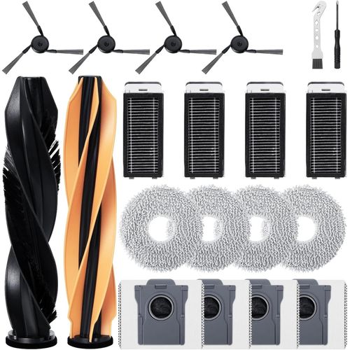 Kit d'accessoires pour aspirateur robot X50 Ultra Complete/L50 Pro Ultra/X50 Master, 2 brosses à rouleau, 4 filtres Hepa, 4 lingettes, 4 sacs à poussière, 4 brosses latérales (19 pièces)