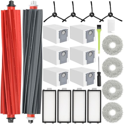 Kit d'accessoires pour Qrevo Master/Qrevo Slim Pièces pour Qrevo Master, 2 Brosse Principale, 6 Sacs à Poussière, 4 Serpillere, 4 Filtres, 4 Brosse Latérale