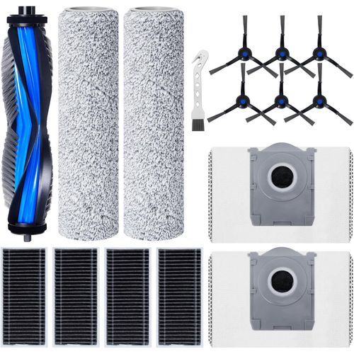 Kit d'accessoires pour DEEBOT X8 PRO Omni / X8 Omni Robot Aspirateur, 1 brosse principale, 4 filtres, 2 Lingettes Roller, 6 brosses latérales, 2 sacs à poussière, 1 brosse propre