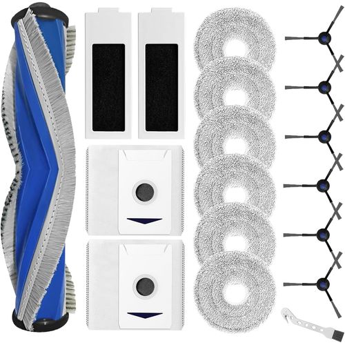Kit d'accessoires pour DEEBOT T30 PRO OMNI / T30 OMNI Robot Aspirateur, 1 Brosse à Rouleau, 2 HEPA Filtres, 6 Lingettes, 2 Sacs à Poussière, 6 Brosses Latérales, 1 Brosse (Lot de 18)